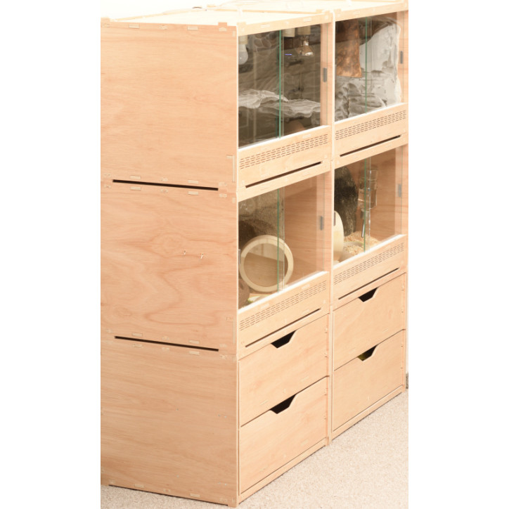 Holz-Schubladen-Box mit 2 Fächern, Natur 60x40x42cm stapelbar