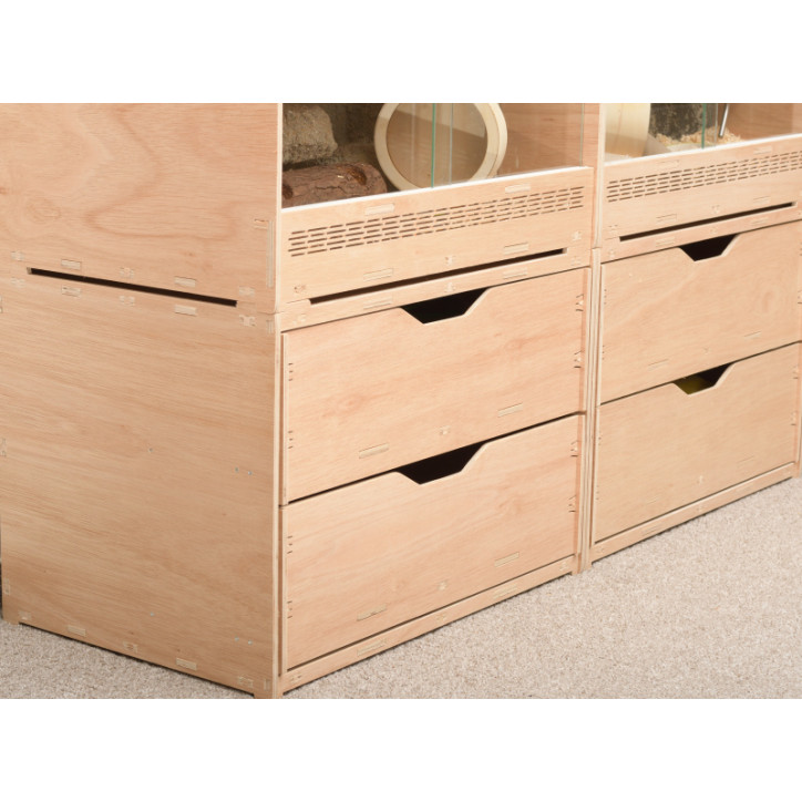 Holz-Schubladen-Box mit 2 Fächern, Natur 60x40x42cm stapelbar