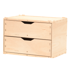 Wooden drawer box with 2 compartments, natural 60x40x42cm stackable
